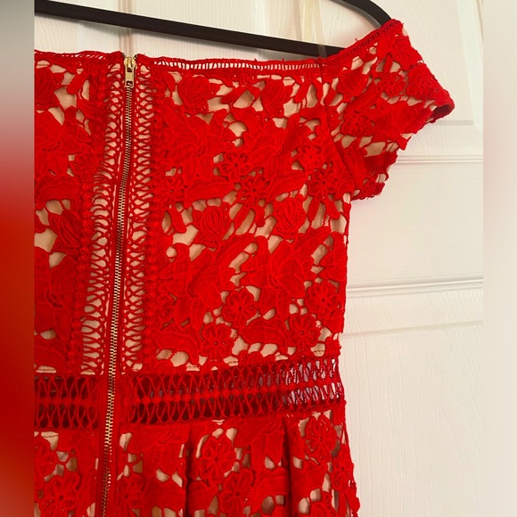 Red Floral Lace Dress - Picture 5 of 7